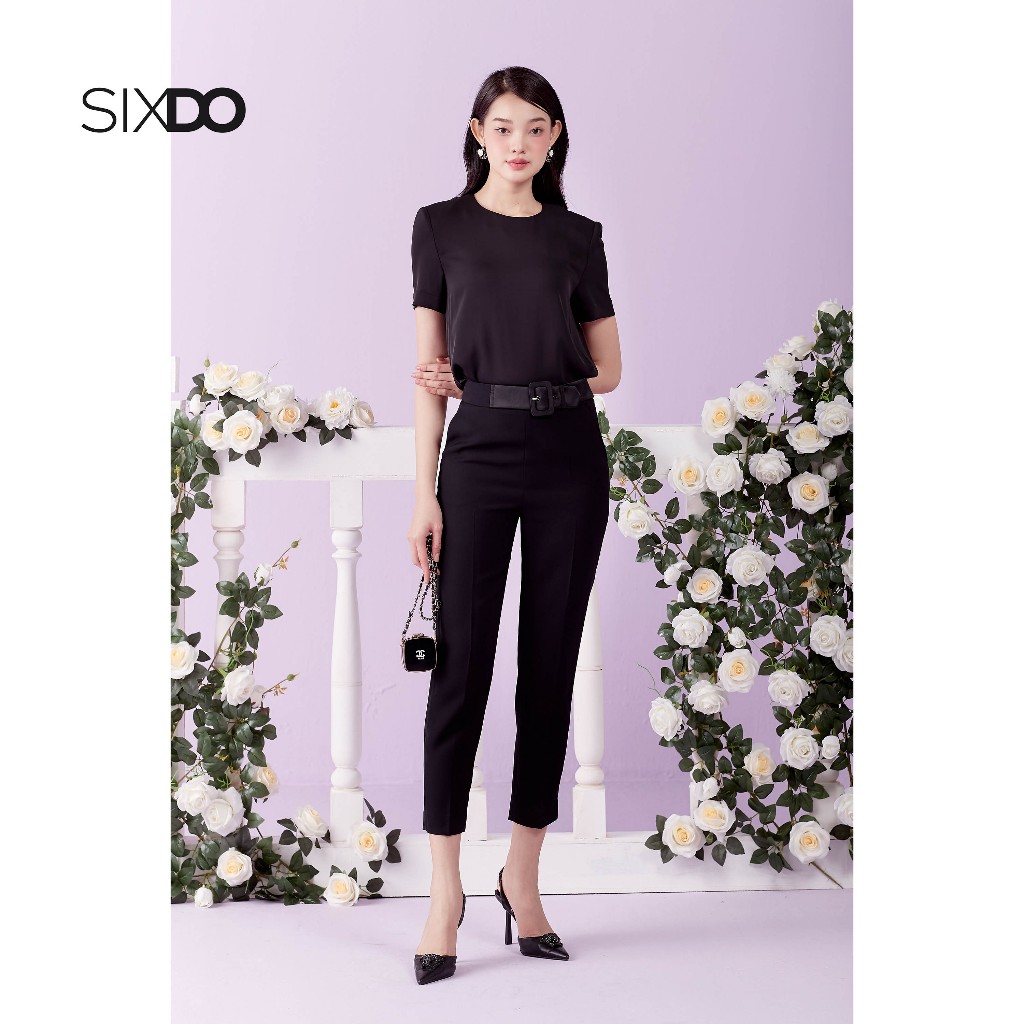 Quần công sở nữ kèm thắt thắt lưng SIXDO (Black Woven Pants With Belt)