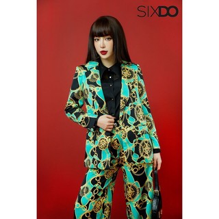 Áo blazer lụa họa tiết baroque SIXDO
