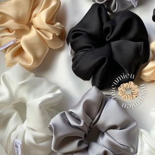 Cột tóc scrunchies handmade lụa satin mềm chun co giãn bảo vệ tóc S1010