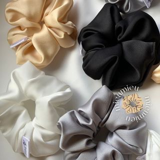Cột tóc scrunchies handmade lụa satin mềm chun co giãn bảo vệ tóc S1010