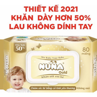 Khăn Ướt Em Bé Nuna Gold Premium 100 Miếng Vải Rayon Dày Gấp Đôi Chiết Xuất Lô Hội An Toàn Cho Bé