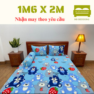 Bộ ga giường thun lạnh hàn quốc,drap trải giường thun 3d size nệm 1m6x2m - NP BEDDING