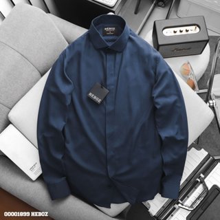 Áo sơ mi giấu cúc, áo sơ mi nam vải dệt trơn Heboz 6M - 00001899