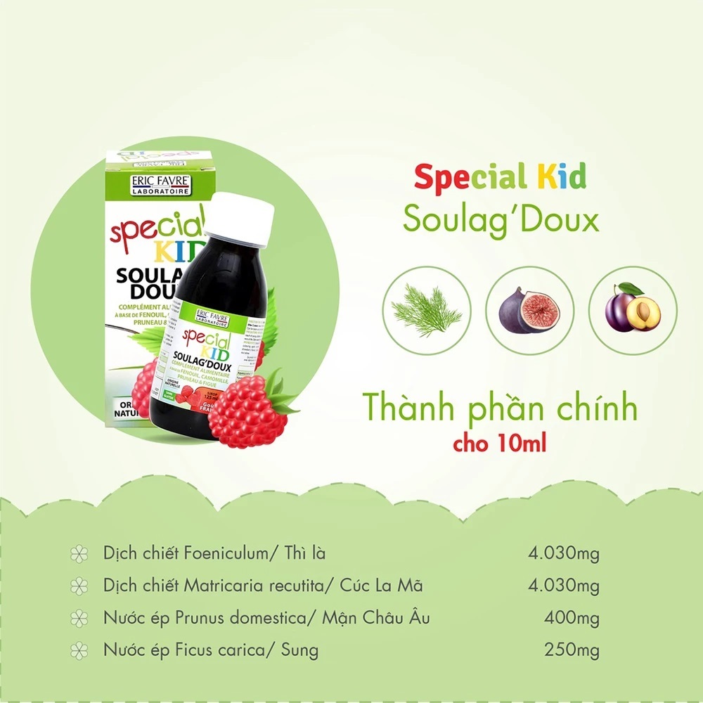 Siro Nhuận Tràng Cho Bé Special Kid Soulag Doux Giúp Kích Thích Tiêu Hóa, Giảm Táo Bón