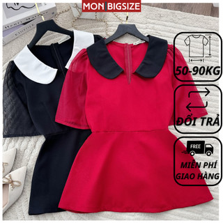 Áo bigsize nữ kiểu cổ lá sen 2 màu sang chảnh chất cotton lạnh mềm mịn dự tiệc đi chơi MON big size 50 - 90kg