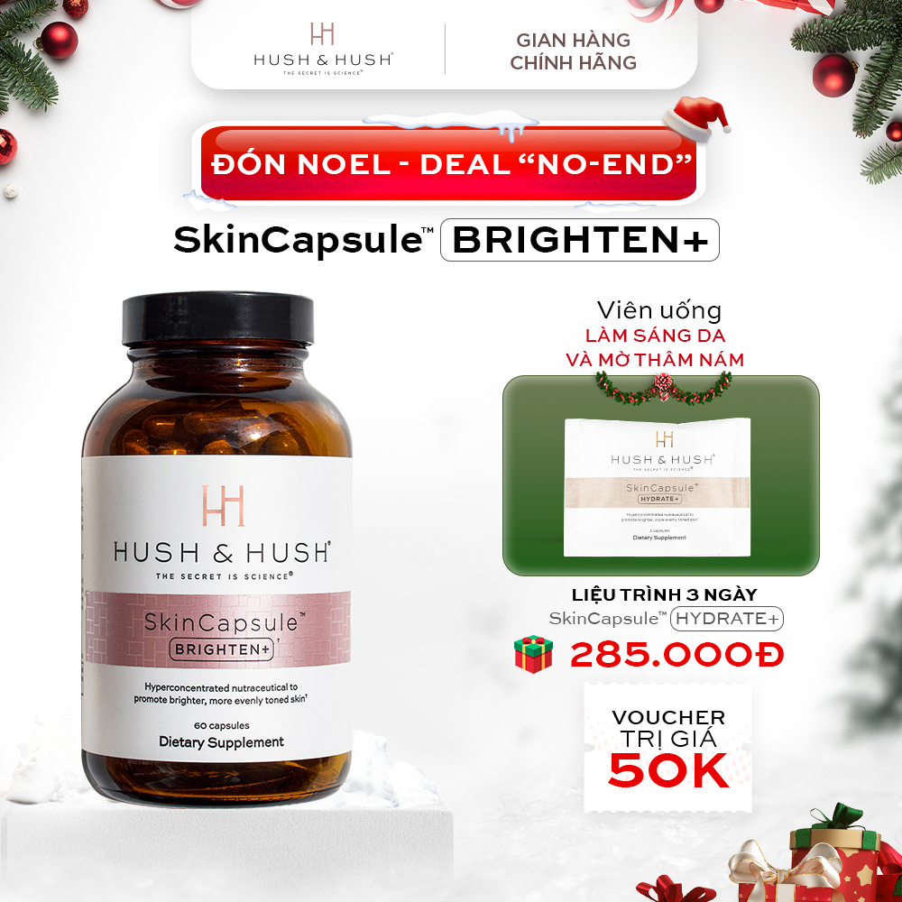 Viên Uống Làm Sáng Da Và Mờ Thâm Nám - HUSH & HUSH SkinCapsule Brighten+ 60 Viên