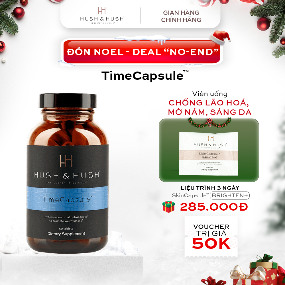 Viên Uống Chống Lão Hoá, Mờ Nám, Sáng Da - HUSH & HUSH TimeCapsule 60 Viên