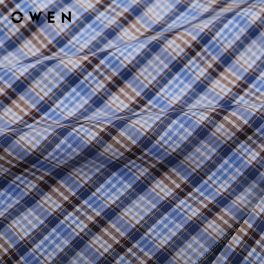 OWEN - Áo sơ mi ngắn tay Body Fit màu Nâu Xanh chất liệu Bamboo - AB230623NT