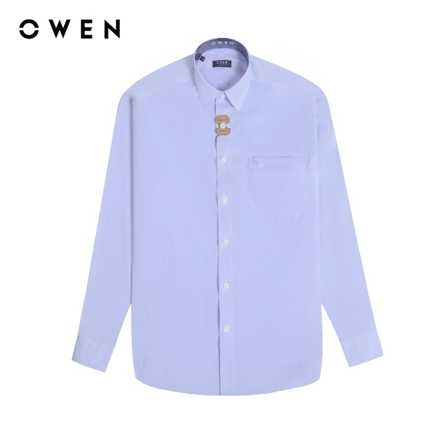 OWEN - Áo sơ mi dài tay Regular Fit màu Xanh chất liệu Nano - AR230369DT