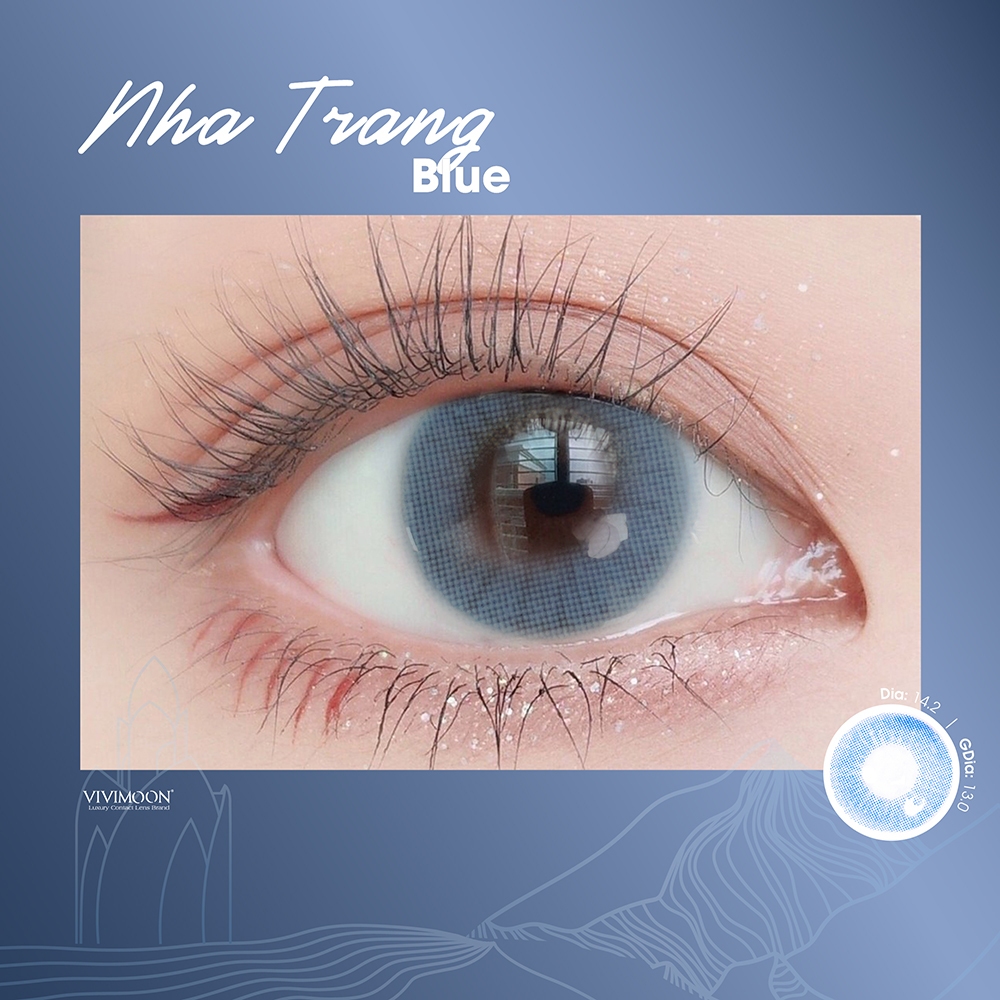 [NEW COLLECTION] Kính áp tròng VIVIMOON lens cận màu xanh cho mắt thở Nha Trang Blue