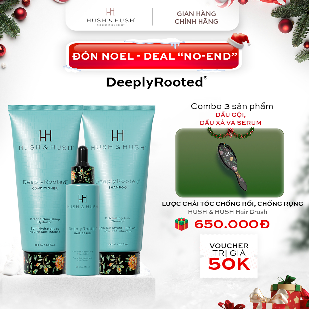 Combo 3 Món Dầu Gội, Dầu Xả Và Serum - HUSH & HUSH DeeplyRooted