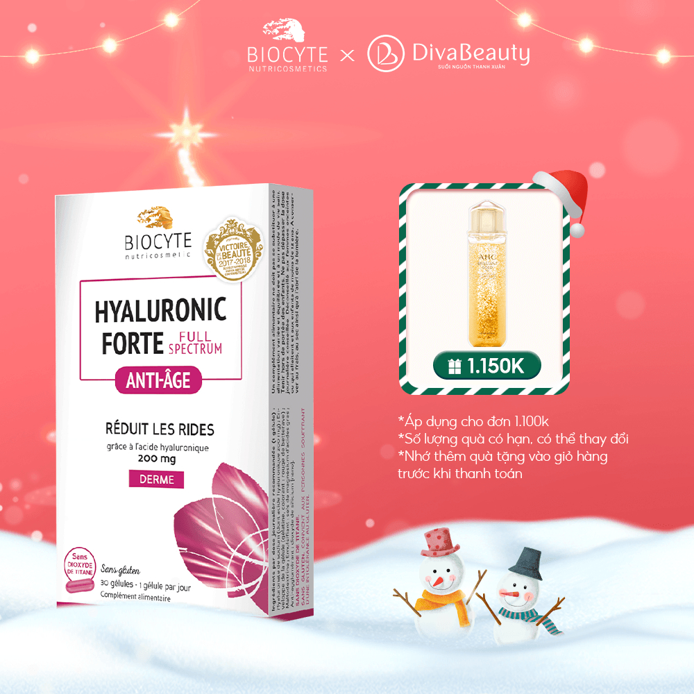 Viên uống giảm nhăn, cung cấp độ ẩm Da BIOCYTE B17 Hyaluronic Forte Full Spectrum (2 vỉ X 15 viên)