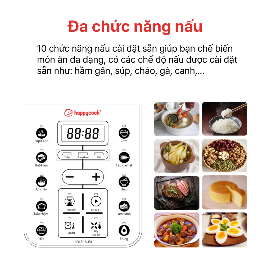 Nồi áp suất điện tử 6L HAPPYCOOK, HEPC-600SV