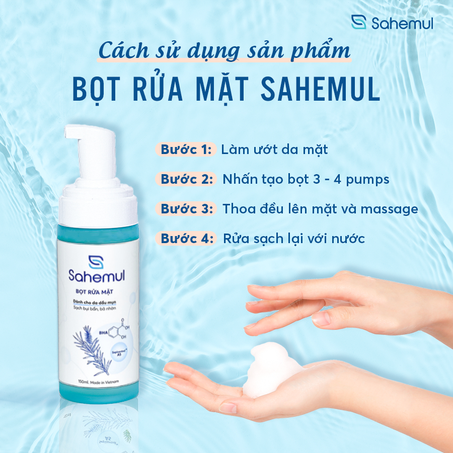 Bọt Rửa Mặt Sahemul Làm Sạch Sâu Êm Dịu Cho Da Dùng Cho Da Dầu Mụn 150ml