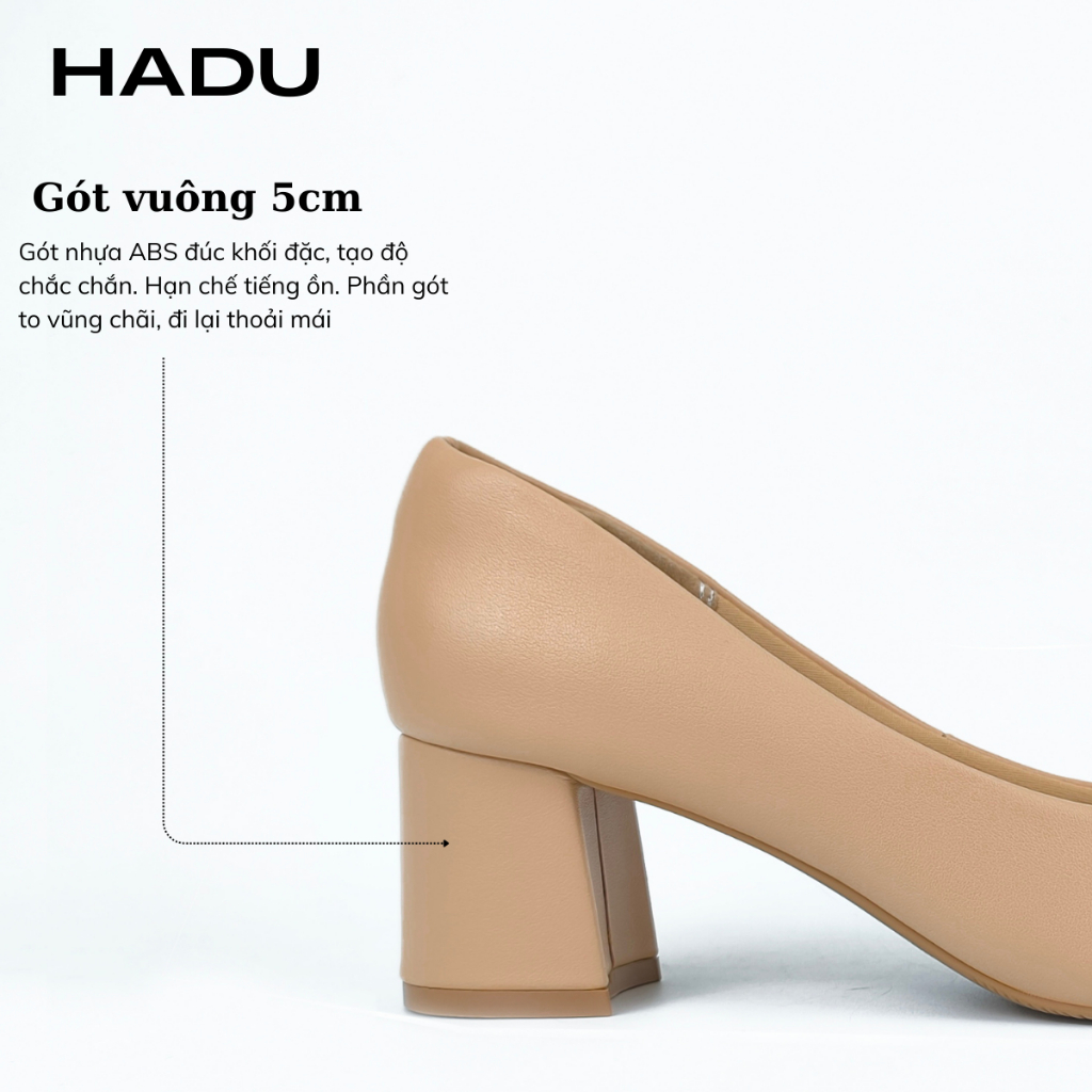 Cao Gót Công Sở 5P Mũi Nhọn Giày Gót Vuông Bít Mũi HADU M5101 Êm Mềm Bảo Hành 24T