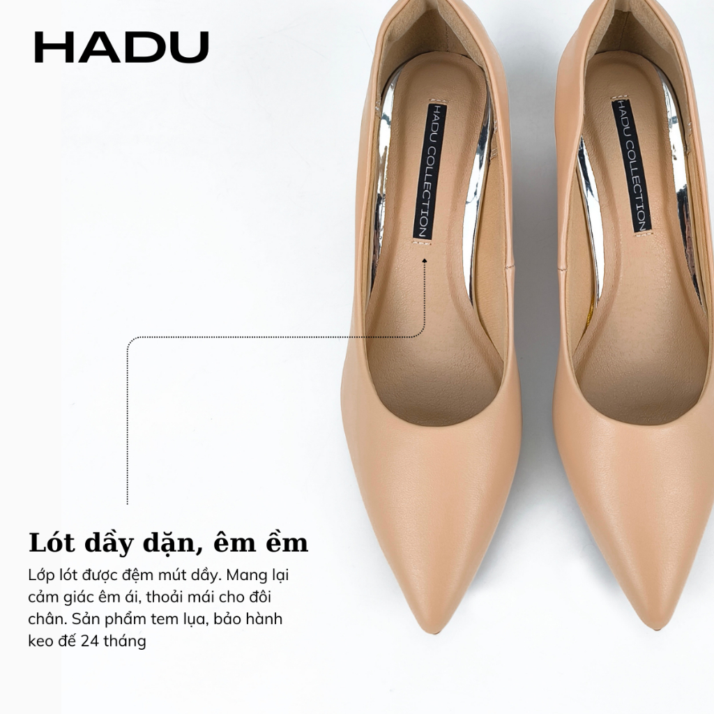 Cao Gót Công Sở 5P Mũi Nhọn Giày Gót Vuông Bít Mũi HADU M5101 Êm Mềm Bảo Hành 24T