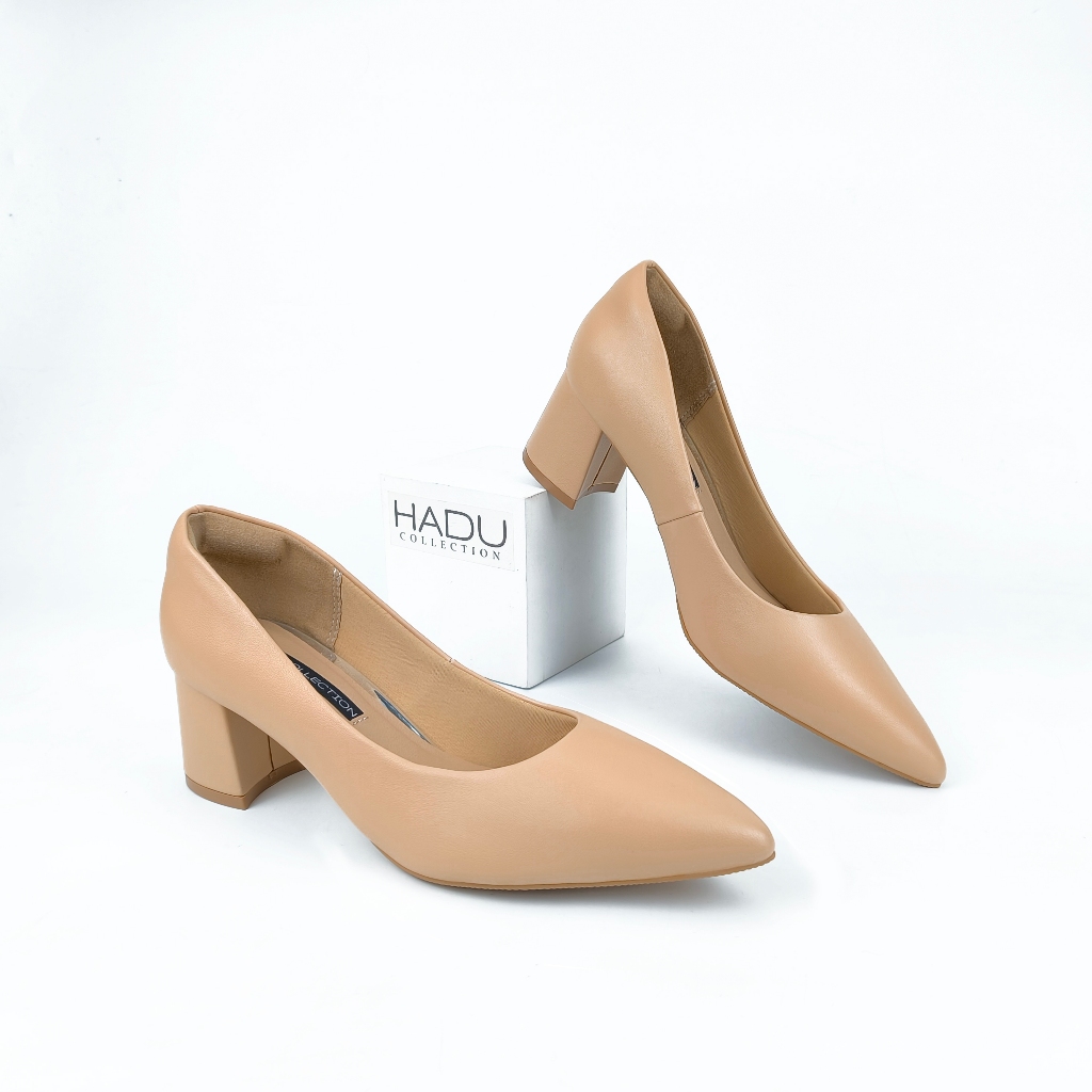 Cao Gót Công Sở 5P Mũi Nhọn Giày Gót Vuông Bít Mũi HADU M5101 Êm Mềm Bảo Hành 24T