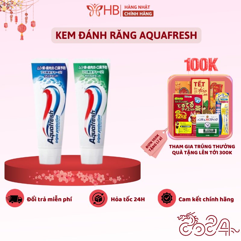 Kem đánh răng Aquafresh 140g Nhật Bản ngăn ngừa sâu răng hơi thở thơm mát