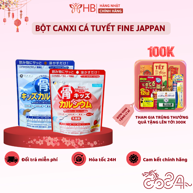 Bột canxi cá tuyết cho bé Fine Japan, Bone's Calcium for kids túi 140g bổ sung canxi xương cá tuyết Nhật Bản