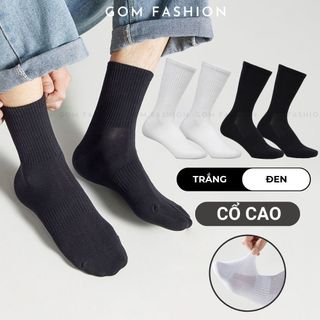 Tất vớ cổ cao nam nữ GOMTAT sọc gân tăm chất liệu cotton thoáng khí khử mùi  - LISU-GANTAM-TRONCAO