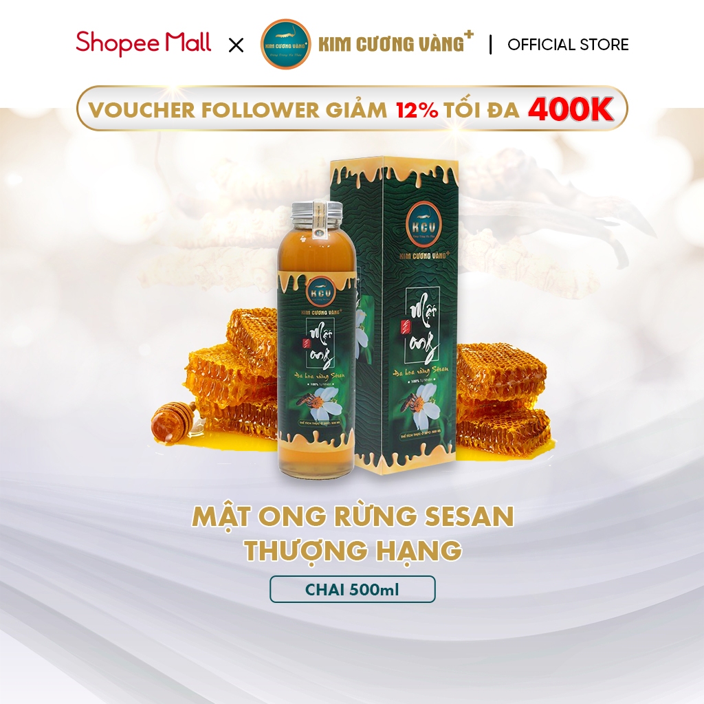 Mật Ong Hoa Rừng Nguyên Chất Tự Nhiên Kim Cương Vàng 500ml