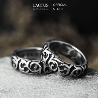 Nhẫn Nam Titan Không Gỉ Cactus Accessories Chrome Hearts In Nổi Bo Tròn Cá Tính Phong Cách Unisex
