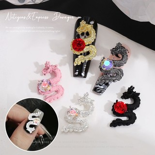 Charm rồng đính đá, Charm rồng kim loại gắn trang trí móng tay