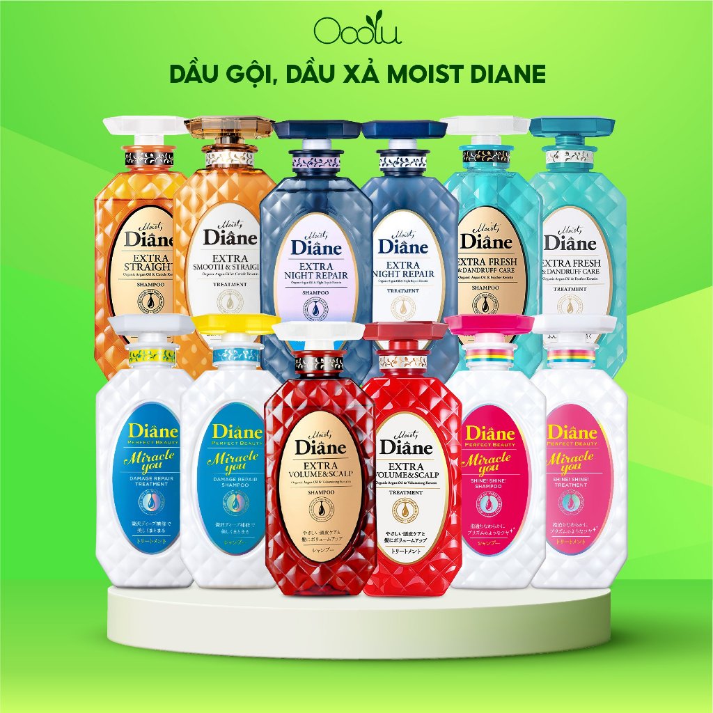 Combo Dầu gội dầu xả Moist Diane Nhật Bản dành cho mọi loại tóc - 450ml