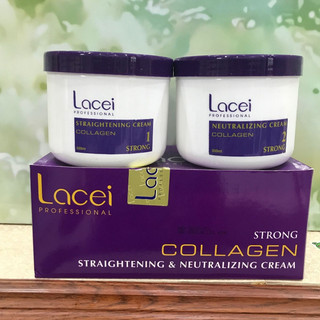 Thuốc duỗi tóc không kẹp nhiệt bóng mượt dùng cho cá nhân tại nhà Lacei Collagen 500mlx2