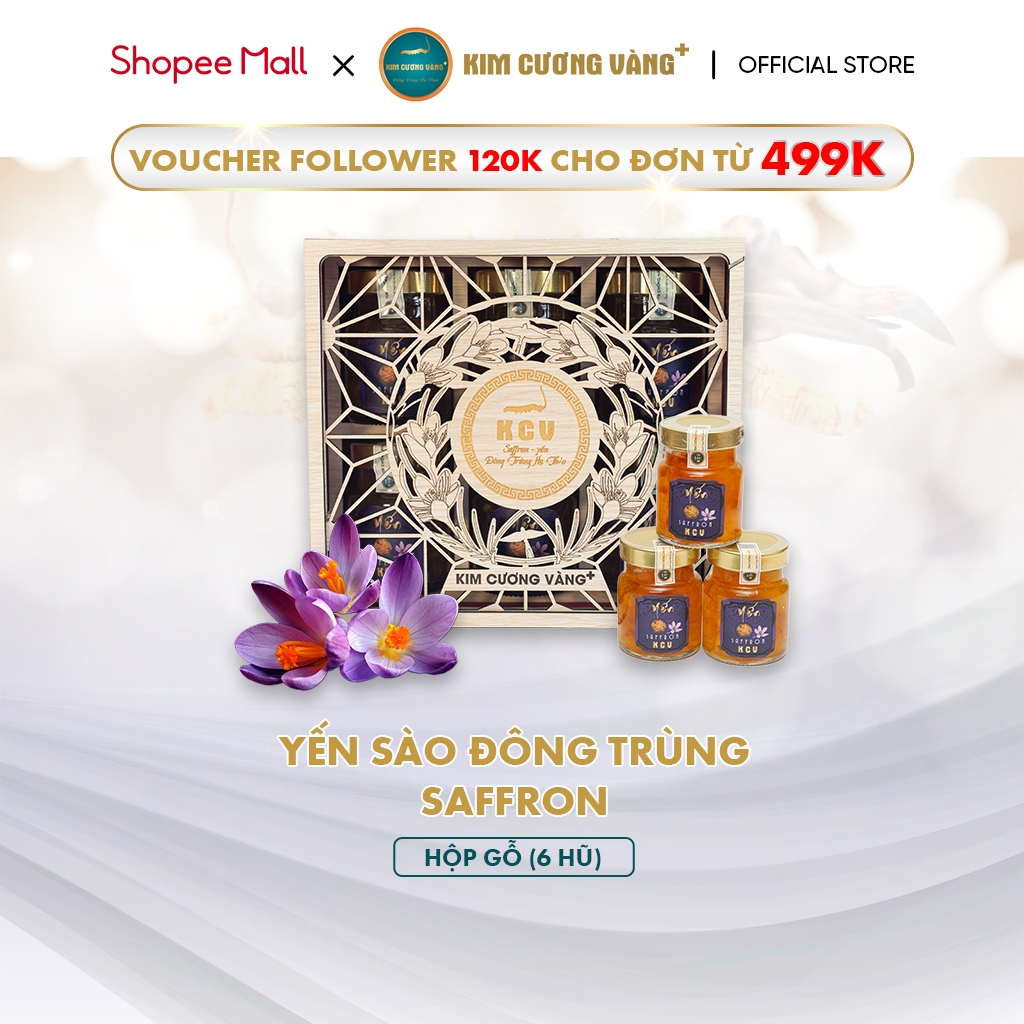 Yến Saffron Đông Trùng Hạ Thảo Dưỡng Da Tăng Đề Kháng Giảm Stress Kim Cương Vàng hộp 6 lọ 70ml