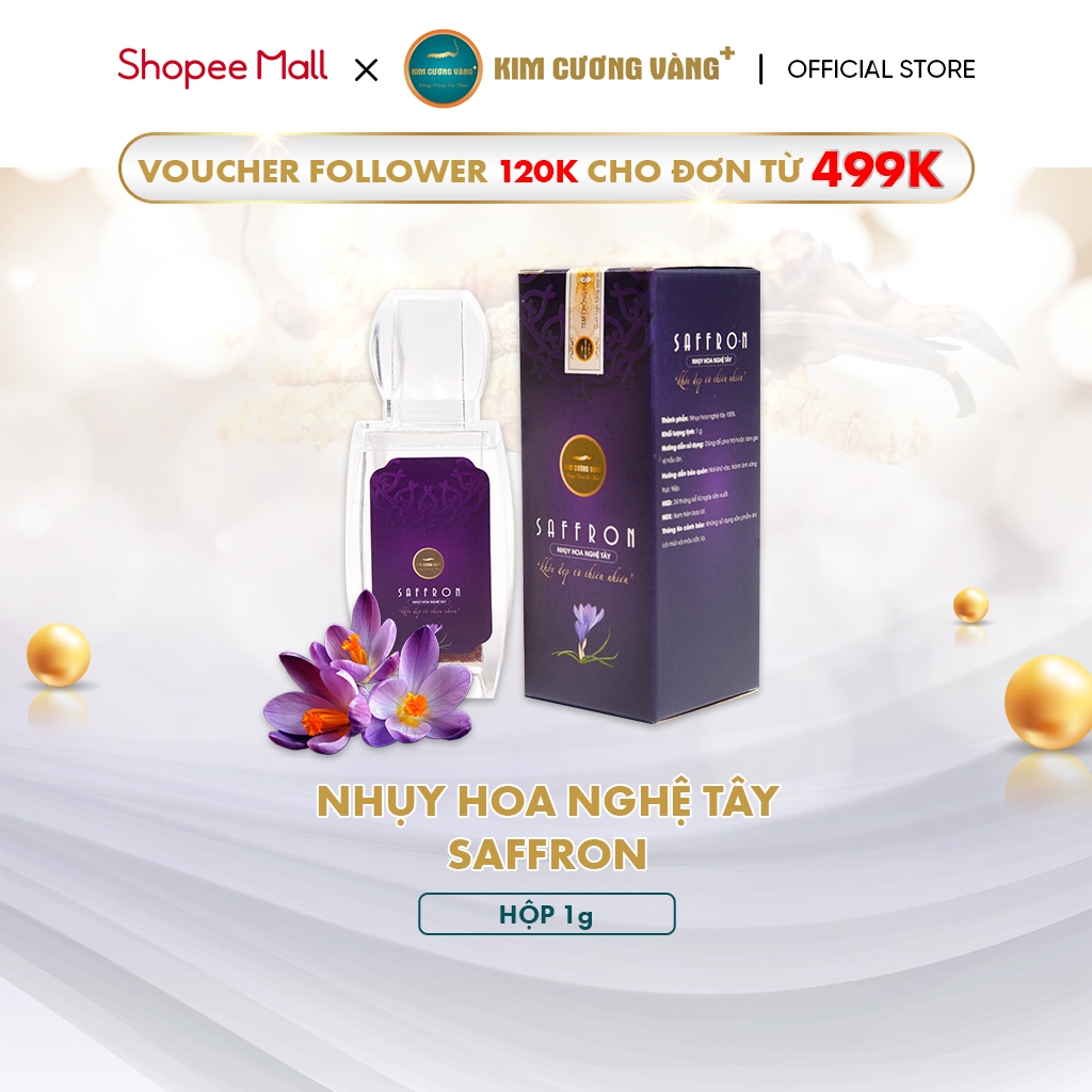 Saffron Nhụy Hoa Nghệ Tây Trắng Da Giảm Stress Chống Lão Hóa Kim Cương Vàng  Hộp 1 gram