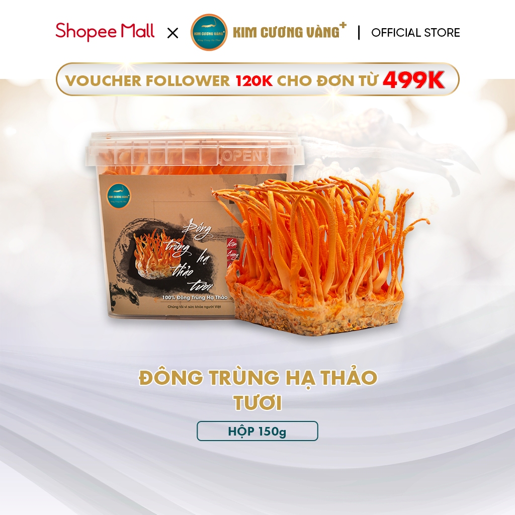 Đông Trùng Hạ Thảo Tươi Giải Độc Gan Tăng Đề Kháng Kim Cương Vàng  Hộp 10 gram