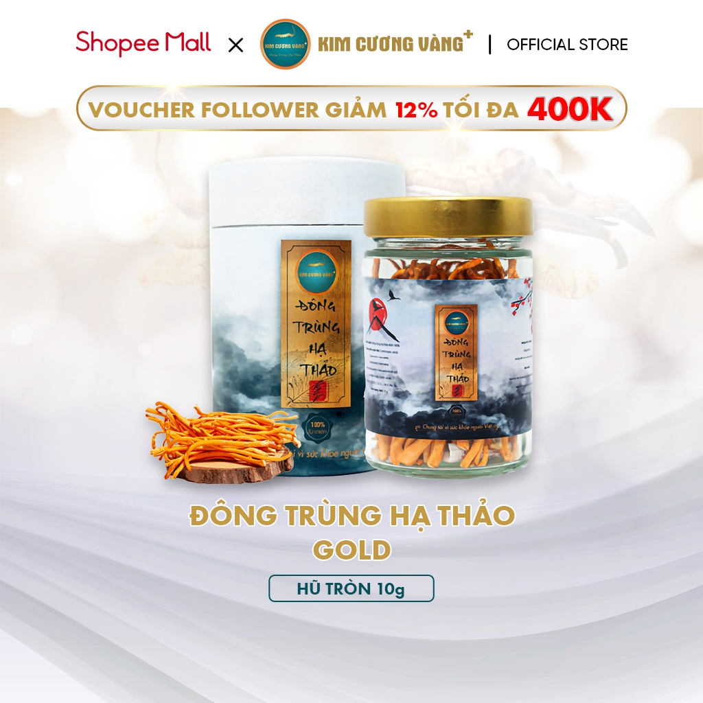 Đông Trùng Hạ Thảo Gold Giải Độc Gan Tăng Đề Kháng Kim Cương Vàng Hộp 10gram