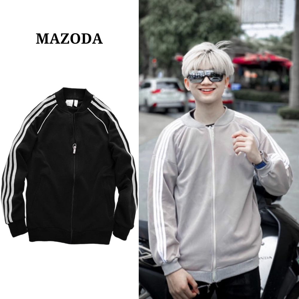 Áo Khoác Bomber Nam Nữ Unisex Phối Viền Tay, Áo thể thao co giãn dày dặn Aokhoacnam337_