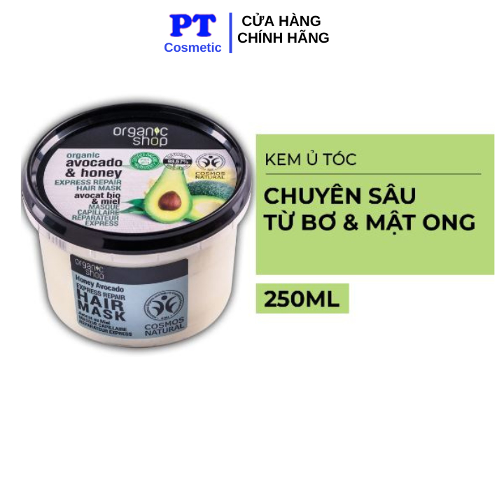 Kem ủ tóc bơ và mật ong Organic Shop phục hồi mềm mượt tóc 250ml