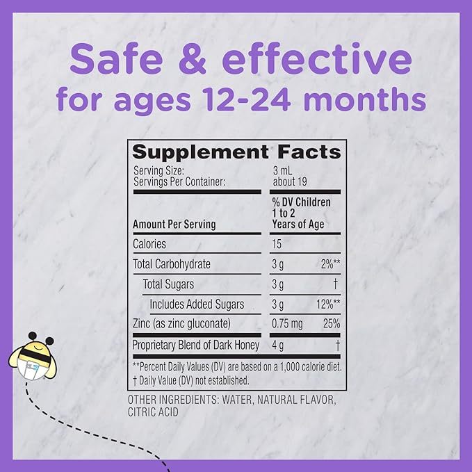 Zarbee's Natural Baby Cough Syrup - Siro Ho Tiêu Đờm, Tăng Đề Kháng + Kẽm Zinc Cho Trẻ Sơ Sinh 59ml