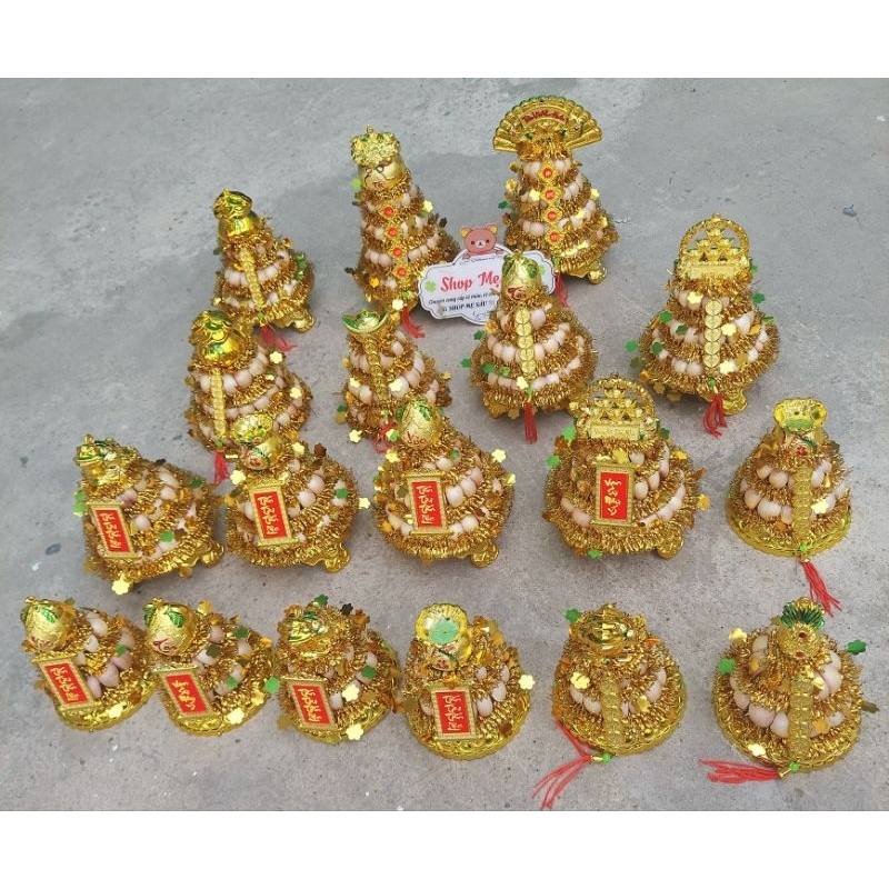 Set nguyên liệu làm tháp tỏi tài lộc trang trí bàn thờ thần tài thổ địa