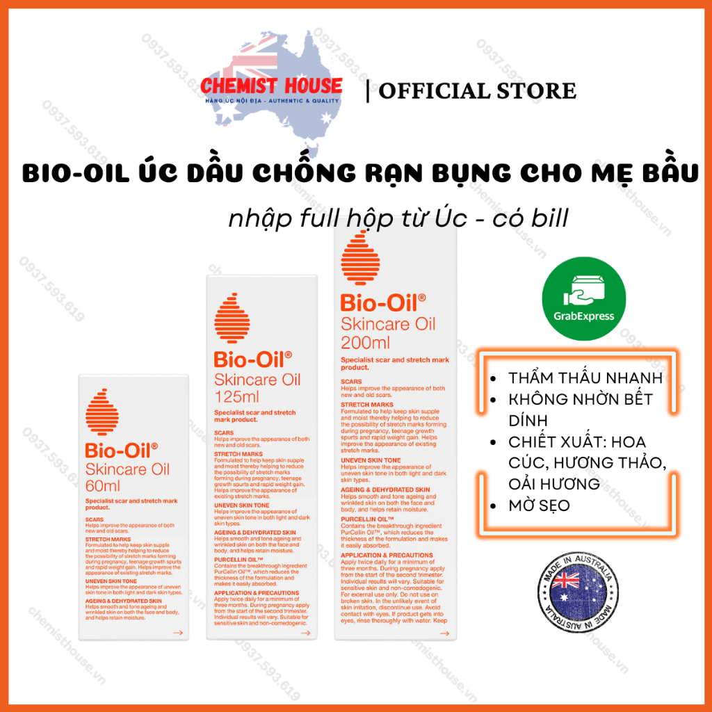 [Hàng Chuẩn ÚC] Bio Oil - Tinh dầu chống rạn da cho mẹ bầu, sẹo thâm lồi, da khô hanh nứt nẻ