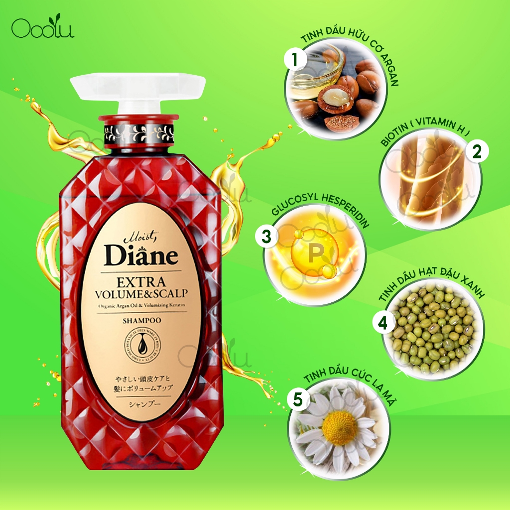 Dầu gội hỗ trợ mọc tóc & làm phồng tóc Moist Diane Extra Volume & Scalp dành cho tóc mỏng, rụng nhiều, gàu - 450ml