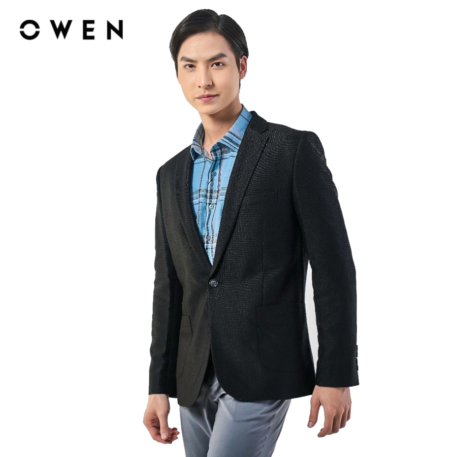 OWEN - Blazer Regular Fit màu Đen chất liệu Namu - BL231492