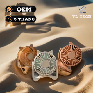 Quạt pin 5h cổng sạc usb để bàn mini cat