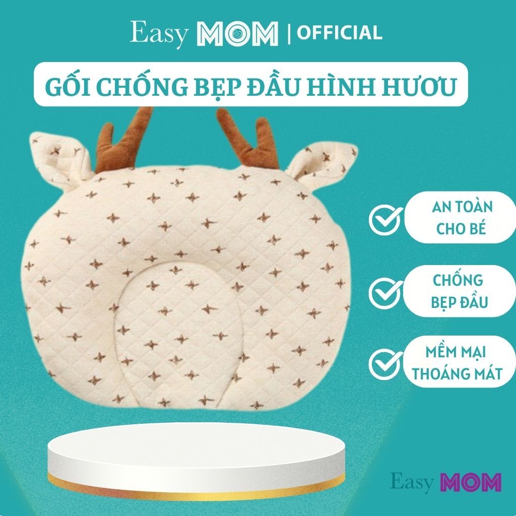 Gối chống bẹp đầu chính hãng EASYMOM, gối hình hươu định hình đầu cho trẻ