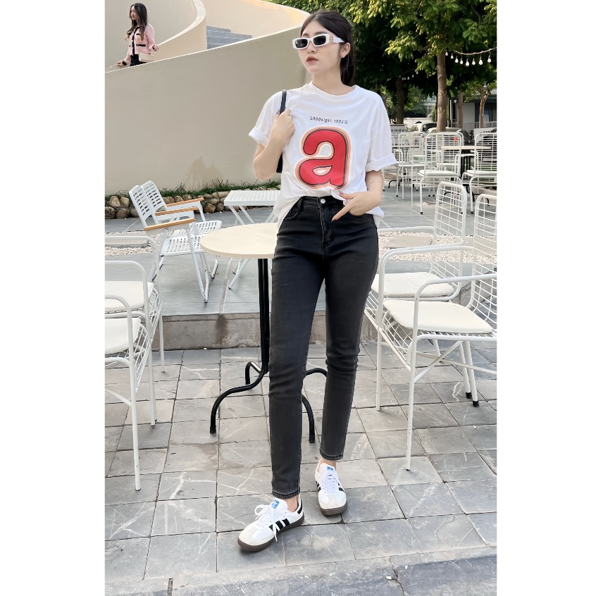 Quần jean nữ lót lông hoạ tiết trơn , có túi phom ôm bo sát tôn dáng