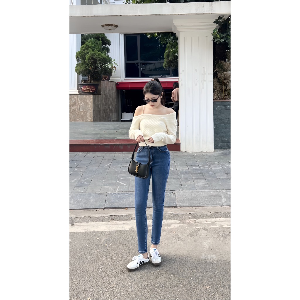 Quần bò lót nỉ hot trend Quảng Châu Cao Cấp Form Ôm Co Giãn