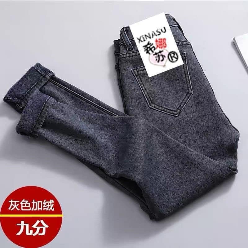 Quần bò lót nỉ hot trend Quảng Châu Cao Cấp Form Ôm Co Giãn