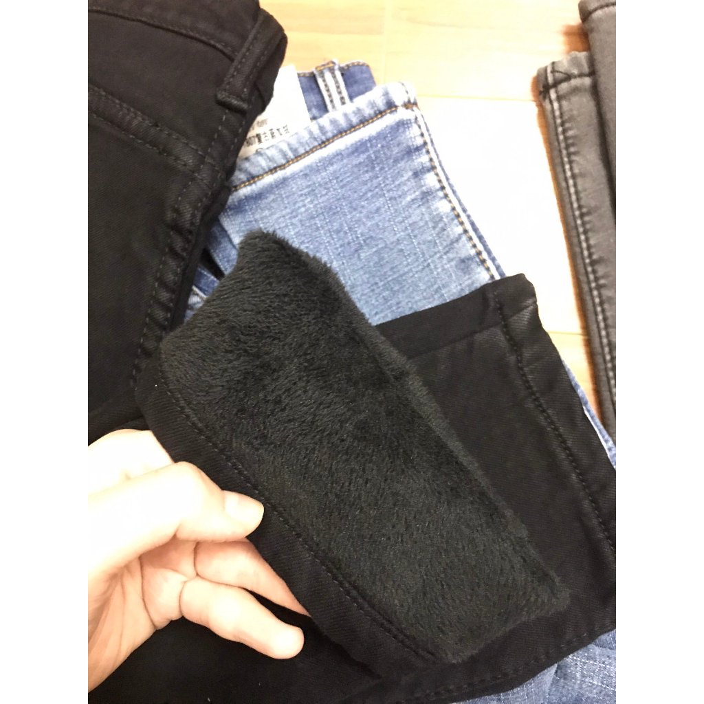 Quần bò lót nỉ hot trend Quảng Châu Cao Cấp Form Ôm Co Giãn