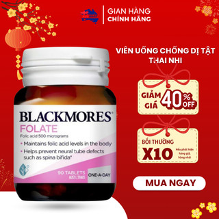 Viên uống chống dị tật thai nhi Blackmores Folate 500mcg, Úc Mẹ tròn con vuông