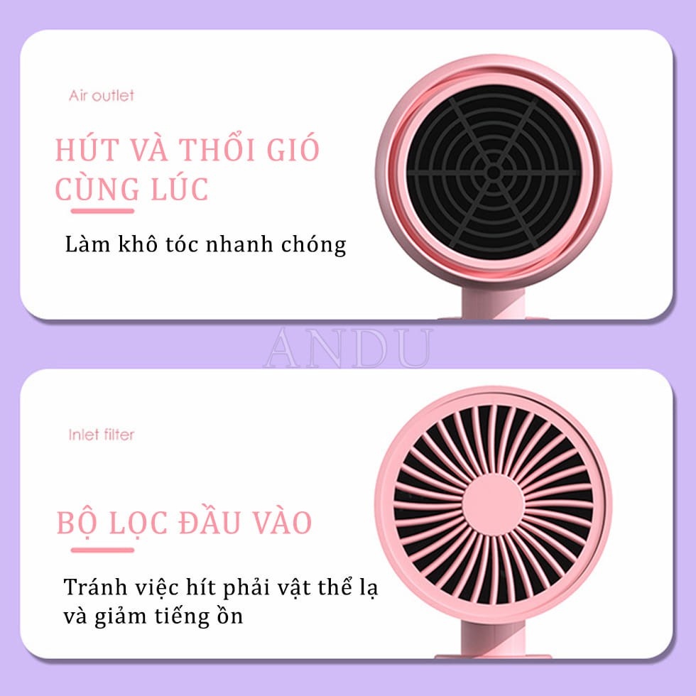 Máy Sấy Tóc Mini METIS Gấp Gọn Công Suất Lớn 2200W Tạo Kiểu Tóc Chuyên Nghiệp Chuẩn Salon