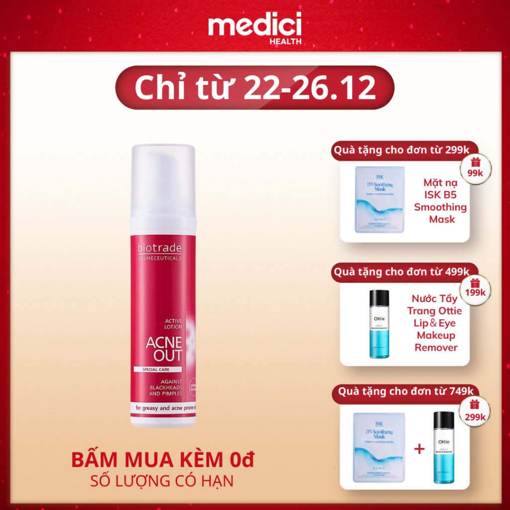 Lotion giảm nhanh các loại mụn, làm dịu làn da nhạy cảm và ngăn ngừa nổi mụn BIOTRADE ACNAUT 10ml
