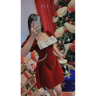ĐẦM NHUNG ĐỎ VIỀN NGỌC